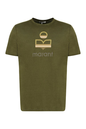 Logo print linen t-shirt-0